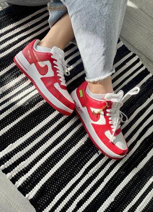 Женские кроссовки nike air force 1 low by virgil abloh white red8 фото