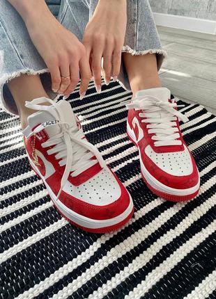 Женские кроссовки nike air force 1 low by virgil abloh white red9 фото