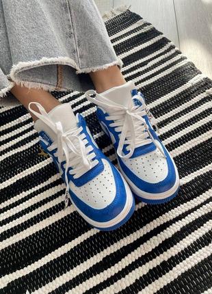 Женские кроссовки nike air force 1 low by virgil abloh white royal8 фото