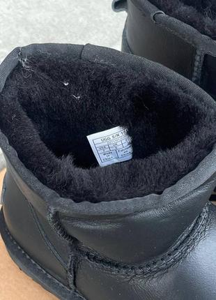 Уги ugg classic mini black full leather угги зимові натуральна овчина2 фото