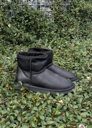 Уги ugg classic mini black full leather угги зимові натуральна овчина5 фото