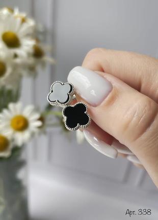 Срібні сережки в стилі van cleef