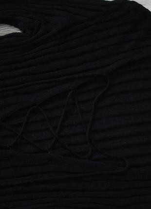 Чёрная кофточка в рубчик лапша со шнуровкой на груди zara3 фото