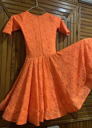 Спортивно-бальное платье ярко-оранжевого цвета5 фото