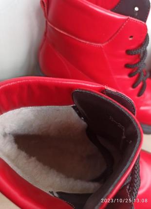 Жіночі зимові черевики високі la rose 2327 червоного кольору4 фото