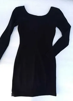 Чорне плаття з довгими рукавами xs s m тепле облягаюче футляр сукня маленька чорна сукня4 фото