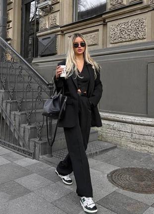 3в1🔥 костюм пиджак+жилет+брюки палаццо клеш в стиле zara🖤