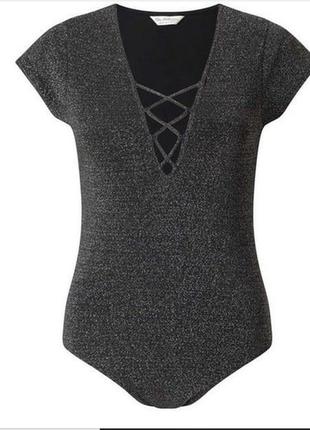 Боді-блуза сріблястий/блискучий бренду miss selfridge1 фото
