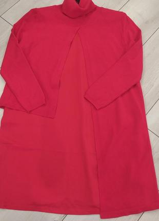 Асимметричное красное платье, туника7 фото