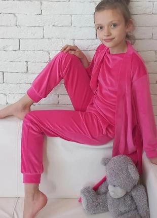 Велюрова піжама з халатом, велюровий домашній костюм4 фото