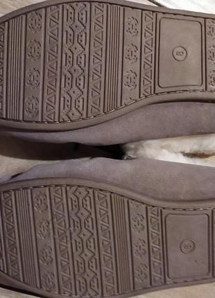 Moccasin slippers замшевые тапочки-мокасины на натуральной овчине9 фото