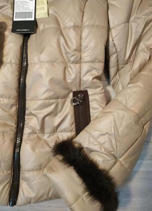 Демисезонная женская куртка, бренд savage,новая, мех натуральная норка, капюшон съемный, размер 42.8 фото