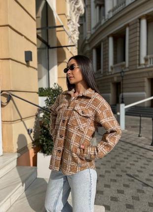 Рубашка, теплая, накладные карманы, букле, рубашка