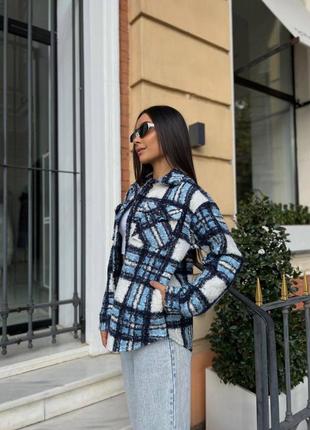 Рубашка, теплая, накладные карманы, букле, рубашка