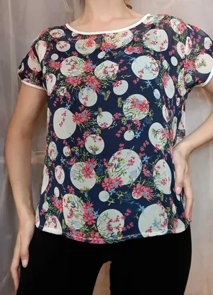 Блузка прозрачная с цветами и бантиками футболка майка накидка