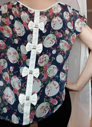 Блузка прозрачная с цветами и бантиками футболка майка накидка3 фото
