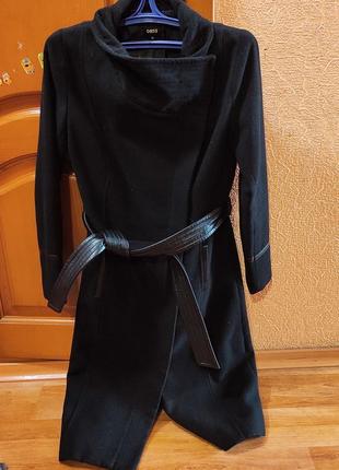 Кашемировое пальто xs-s (черное, удлиненное)1 фото