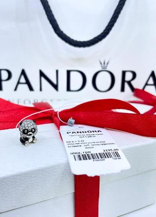 Серебряный шарм пандора 790771c01 сверкающая милая панда пандочка с камнями камни камешки серебро проба 925 новый с биркой pandora