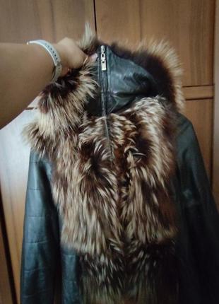 Кожаная куртка-жилетка с мехом размер 46-48 lento fur8 фото