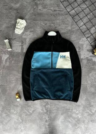 Мужская флисовая кофта helly hansen черный-синий свитшот зима осень4 фото