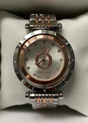 Стильные женские наручные часы серебро с розовым