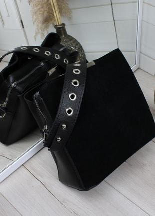 Качественная, вместительная сумка на три отделения, сумка через плечо, замшевая сумка8 фото