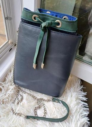 Дизайнерская сумка бока комбинированная из кожи и шерсти3 фото