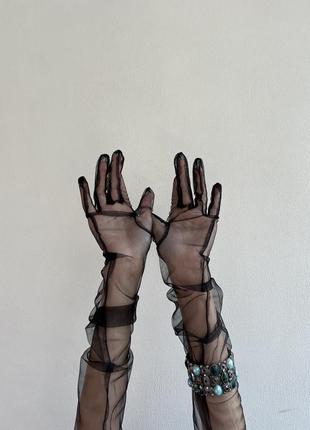 Перчатки фатиновые перчатки стильный аксессуар для фотосессии, под наряд3 фото