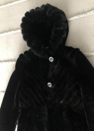 Шуба натуральная норка и мутон меховое пальто черное3 фото