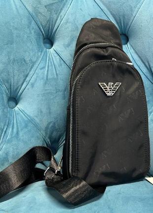 Текстильная нагрудная мужская сумка слинг  5310-41 фото