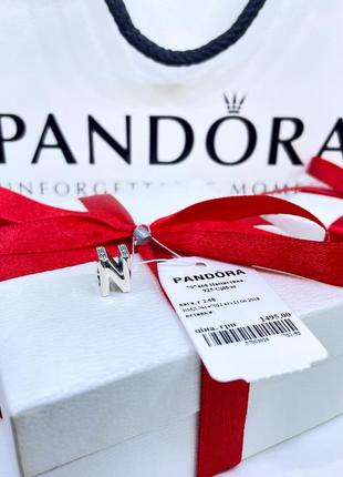 Серебряный шарм пандора 797468 буква н на круглый браслет алфавит буквы серебро проба 925 новый с биркой pandora