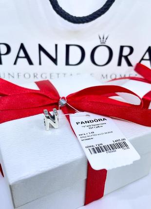 Серебряный шарм пандора 797468 буква н на круглый браслет алфавит буквы серебро проба 925 новый с биркой pandora2 фото