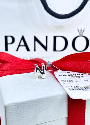 Серебряный шарм пандора 797468 буква н на круглый браслет алфавит буквы серебро проба 925 новый с биркой pandora3 фото