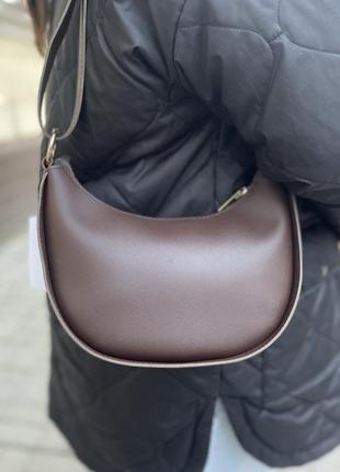 Красивая сумка - багет женская коричневая welassie