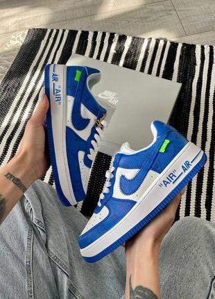 Кроссовки в стиле louis vuitton nike air force 1 low by virgil abloh white royal6 фото