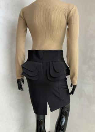 Итальянская юбка с высокой талией и баской5 фото