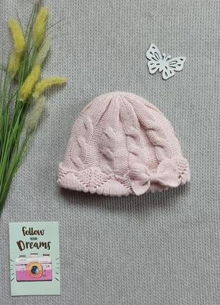 Детская вязаная теплая шапочка 6-12 мес демисезонная весенняя зимняя шапка для девочки