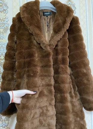 Стильна штучна шуба, коричневая куртка шубка6 фото