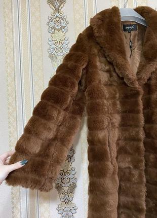 Стильна штучна шуба, коричневая куртка шубка4 фото