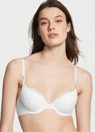 Бюстгальтер 36с кружевной с легким push up victoria's secret белые виктория сикрет