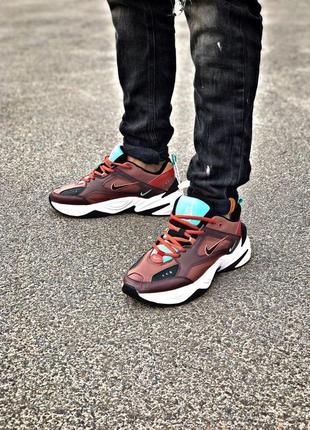 Nike m2k крутые кожаные кроссовки найк коричневый цвет (весна-лето-осень)😍7 фото