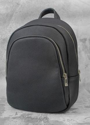 Жіночий рюкзак чорний з натуральної шкіри1 фото