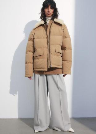 Натуральний пуховик зі знімним коміром h&m premium 1206193002