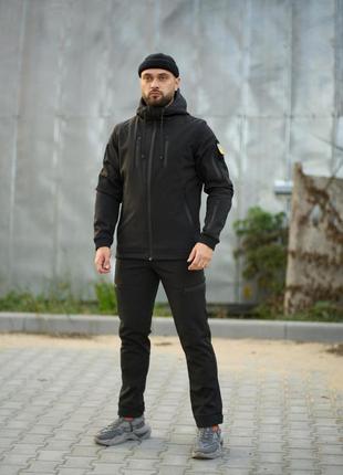 Черный демисезонный мужской спотивный костюм тактический