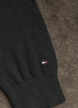 Хлопковый свитер пуловер tommy hilfiger черный оригинальный6 фото