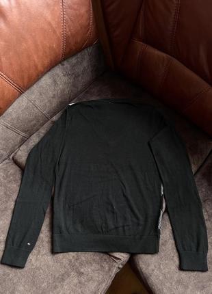 Хлопковый свитер пуловер tommy hilfiger черный оригинальный8 фото