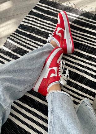 👕 louis vuitton nike air force 1 low by virgil abloh white red4 фото