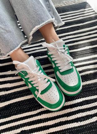 👕 louis vuitton nike air force 1 low by virgil abloh white green3 фото