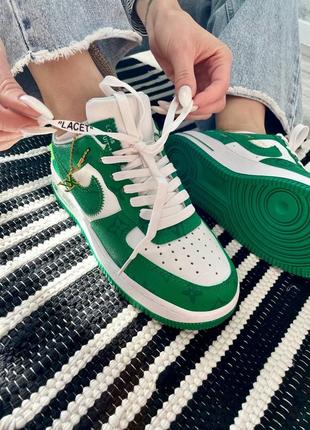 👕 louis vuitton nike air force 1 low by virgil abloh white green9 фото