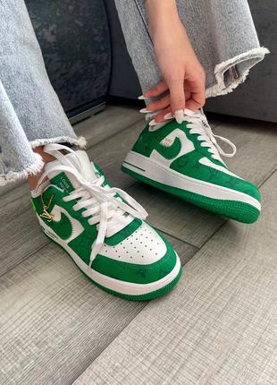 👕 louis vuitton nike air force 1 low by virgil abloh white green8 фото